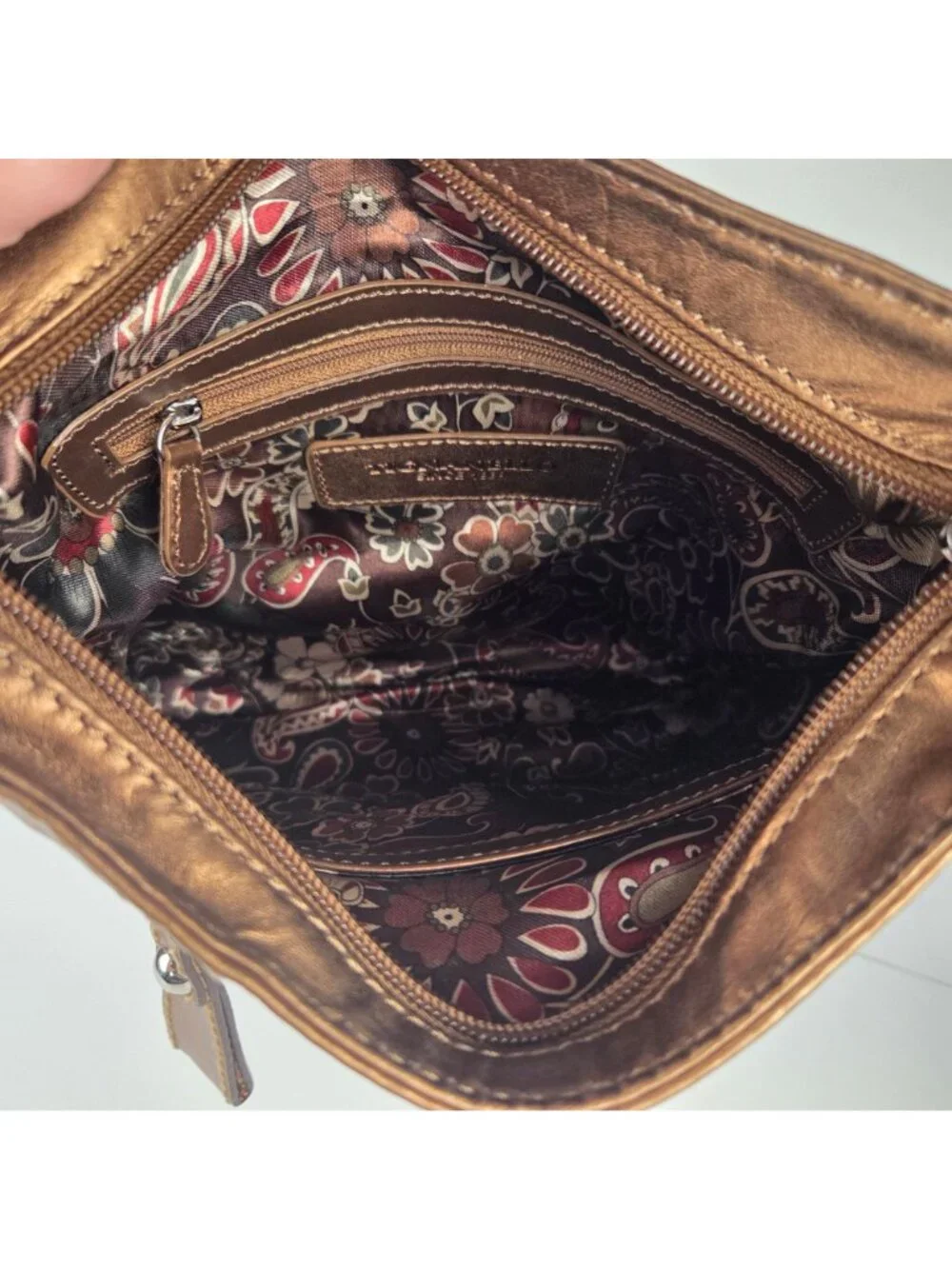 Tignanello Genuine Leather Crossbody Bag Bronze 10